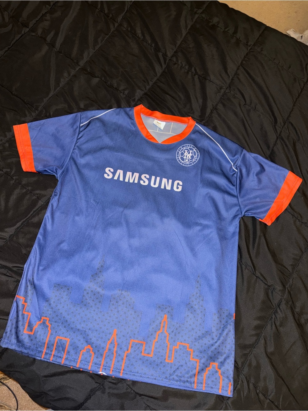 Samsung Blue Short-Sleeve Tee with Orange Trim